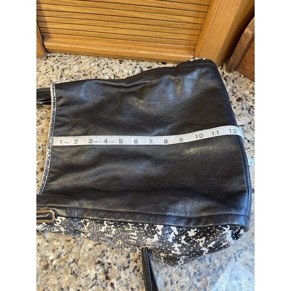 Coach Black Leather Tote Shoulder Bag F1393 Python Snake Print Trim Medium - Picture 6 of 15